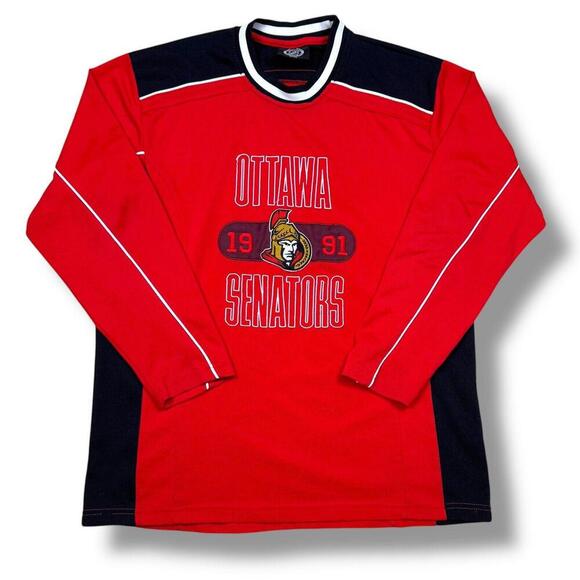 Ottawa Senators NHL Team Jersey Red Black White 1991 Large Hockey Pullover VTG - Picture 1 of 9